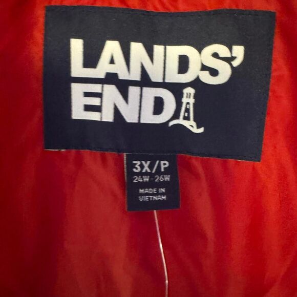 Lands’ End Plus 3X Red Down Puffer Coat Jacket 600 Fill RDS Warm Packable NWT - Picture 3 of 8